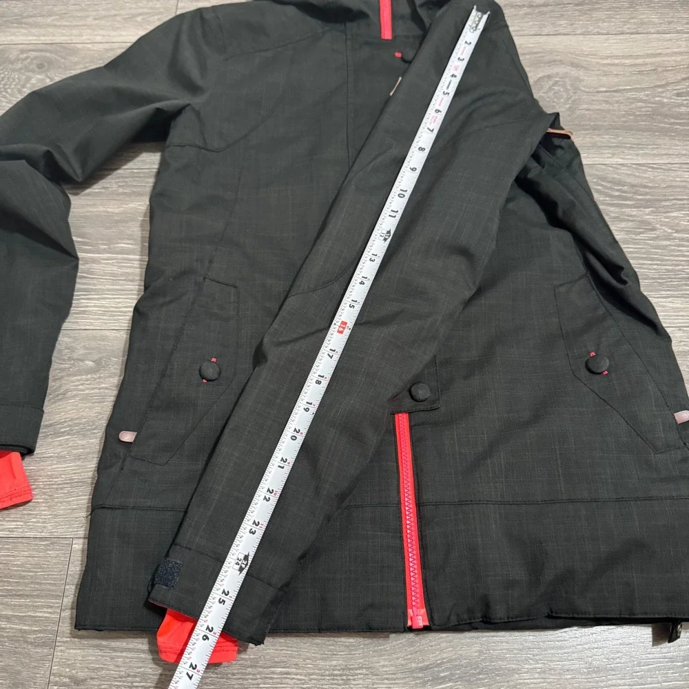 DC Data Women Snowboard Ski‎ Jacket Black Neon Coral 10K Waterproof Small Hooded